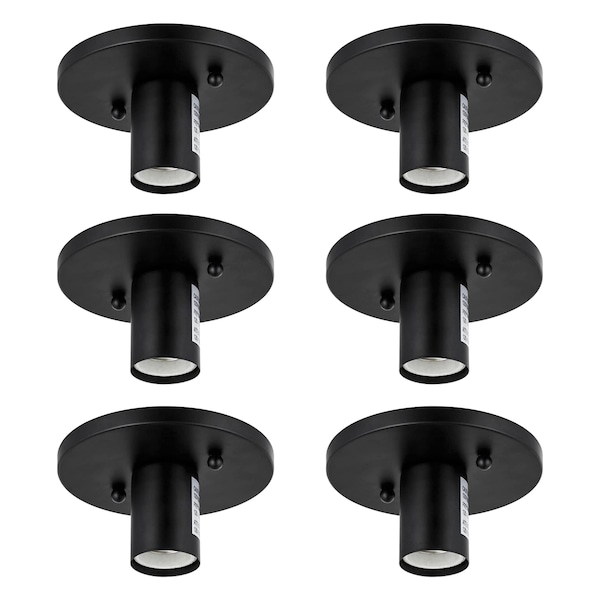 Sunlite Decorative Lamp Holder Fixture E26 Base 60W Max Bulb Not Included, Indoor Steel Matte Black, 6PK 41607-NS - main